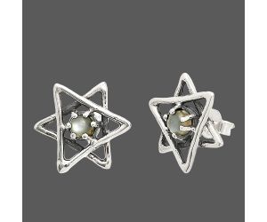 Star - Gray Moonstone Stud Earrings SDE84450 E-1024, 4x4 mm