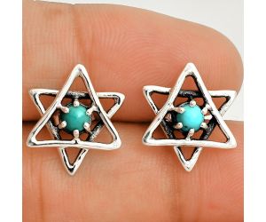 Star - Natural Rare Turquoise Nevada Aztec Mt Stud Earrings SDE84457 E-1024, 4x4 mm