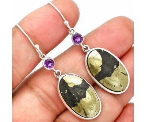 Apache Gold Healer's Gold and Amethyst Earrings SDE84556 E-1002, 13x21 mm