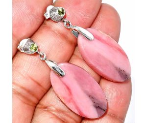 Pink Opal and Peridot Earrings SDE84576 E-1120, 14x25 mm