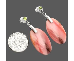 Pink Opal and Peridot Earrings SDE84576 E-1120, 14x25 mm