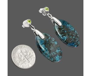 Shattuckite and Peridot Earrings SDE84578 E-1120, 14x24 mm