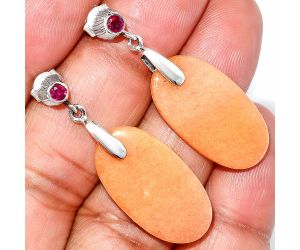 Pink Aventurine and Ruby Earrings SDE84579 E-1120, 13x25 mm