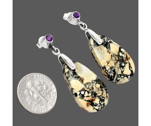 Maligano Jasper and Amethyst Earrings SDE84582 E-1120, 14x25 mm