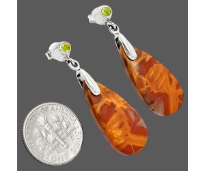 Noreena Jasper and Peridot Earrings SDE84590 E-1120, 12x25 mm