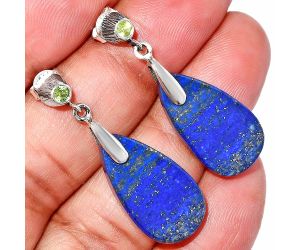 Lapis Lazuli and Peridot Earrings SDE84593 E-1120, 12x22 mm