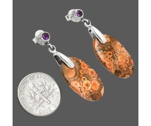 Poppy Jasper and Amethyst Earrings SDE84628 E-1120, 12x21 mm