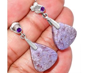 Lavender Jade and Amethyst Earrings SDE84639 E-1120, 16x19 mm