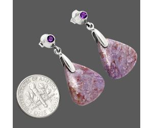 Lavender Jade and Amethyst Earrings SDE84639 E-1120, 16x19 mm