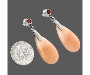 Pink Aventurine and Ruby Earrings SDE84643 E-1120, 13x25 mm