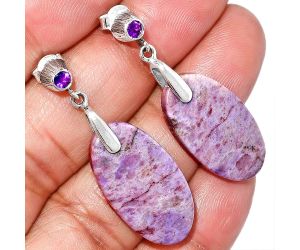 Lavender Jade and Amethyst Earrings SDE84661 E-1120, 13x24 mm