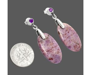 Lavender Jade and Amethyst Earrings SDE84661 E-1120, 13x24 mm