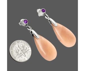 Pink Aventurine and Amethyst Earrings SDE84667 E-1120, 13x26 mm