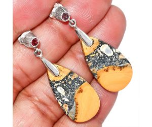 Maligano Jasper and Garnet Earrings SDE84672 E-1120, 13x27 mm