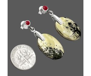 Apache Gold Healer's Gold and Ruby Earrings SDE84677 E-1120, 14x21 mm