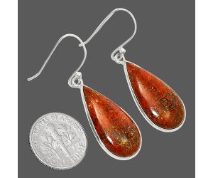 Red Moss Agate Earrings SDE84806 E-1001, 13x25 mm