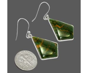 Turkish Rainforest Chrysocolla Earrings SDE84879 E-1001, 19x25 mm