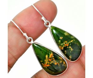 Turkish Rainforest Chrysocolla Earrings SDE84911 E-1001, 12x23 mm