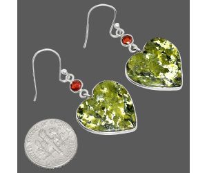 Heart - Serpentine and Garnet Earrings SDE84932 E-1002, 19x20 mm