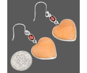 Heart - Pink Aventurine and Garnet Earrings SDE84935 E-1002, 19x20 mm