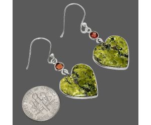 Heart - Serpentine and Garnet Earrings SDE84937 E-1002, 18x18 mm