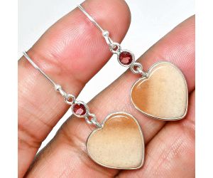 Heart - Pink Aventurine and Garnet Earrings SDE84941 E-1002, 15x15 mm