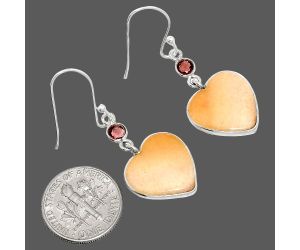 Heart - Pink Aventurine and Garnet Earrings SDE84941 E-1002, 15x15 mm