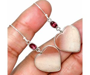Heart - Pink Aventurine and Garnet Earrings SDE84944 E-1002, 20x20 mm