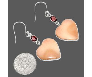 Heart - Pink Aventurine and Garnet Earrings SDE84948 E-1002, 18x19 mm