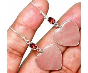 Heart - Pink Aventurine and Garnet Earrings SDE84949 E-1002, 19x19 mm