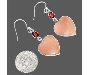 Heart - Pink Aventurine and Garnet Earrings SDE84951 E-1002, 16x17 mm