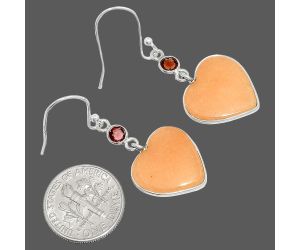 Heart - Pink Aventurine and Garnet Earrings SDE84953 E-1002, 15x16 mm