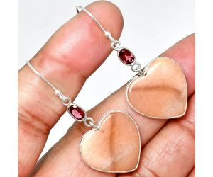 Heart - Pink Aventurine and Garnet Earrings SDE84967 E-1002, 19x19 mm
