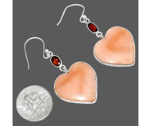 Heart - Pink Aventurine and Garnet Earrings SDE84977 E-1002, 21x21 mm