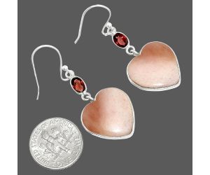 Heart - Pink Aventurine and Garnet Earrings SDE84979 E-1002, 17x17 mm