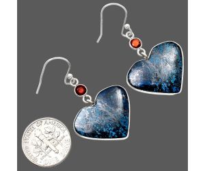 Heart - Shattuckite and Garnet Earrings SDE84981 E-1002, 19x22 mm
