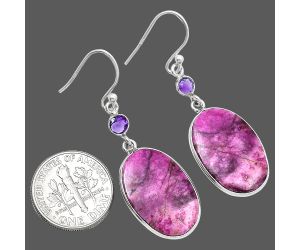 Pink Cobalt and Amethyst Earrings SDE85085 E-1002, 14x21 mm