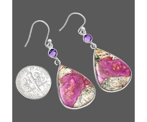 Pink Cobalt and Amethyst Earrings SDE85087 E-1002, 18x23 mm