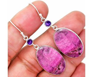 Pink Cobalt and Amethyst Earrings SDE85088 E-1002, 15x23 mm