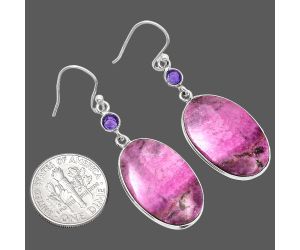 Pink Cobalt and Amethyst Earrings SDE85088 E-1002, 15x23 mm