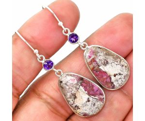 Pink Cobalt and Amethyst Earrings SDE85097 E-1002, 14x20 mm
