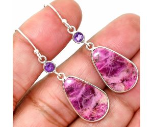 Pink Cobalt and Amethyst Earrings SDE85106 E-1002, 12x20 mm