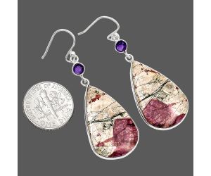 Pink Cobalt and Amethyst Earrings SDE85107 E-1002, 17x27 mm