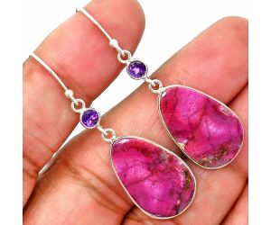 Pink Cobalt and Amethyst Earrings SDE85109 E-1002, 14x22 mm