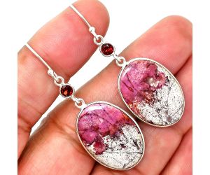 Pink Cobalt and Garnet Earrings SDE85146 E-1002, 16x24 mm