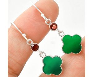 Green Onyx and Garnet Earrings SDE85181 E-1006, 10x10 mm