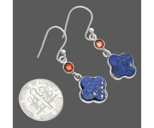 Lapis Lazuli and Garnet Earrings SDE85221 E-1006, 10x10 mm