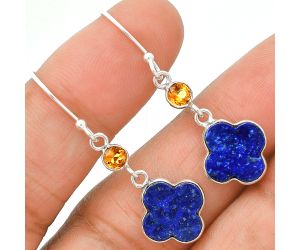 Lapis Lazuli and Citrine Earrings SDE85222 E-1006, 10x10 mm