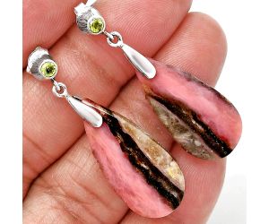 Pink Opal and Peridot Earrings SDE85233 E-1120, 13x28 mm