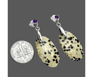 Dalmatian and Amethyst Earrings SDE85234 E-1120, 13x25 mm